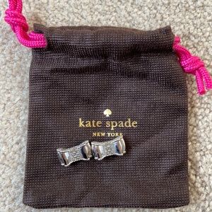 Kate Spade silver and rhinestone bow earrings